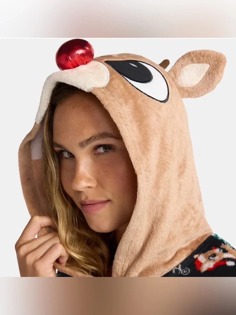 Rudolph the Red-Nosed Reindeer Super Minky Union Suit Pajama with Hood. NWOT LRG